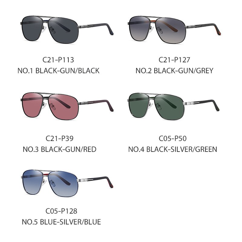Pilot Sunglasses Manufacturer - UV400 Carbon Fiber Temple Square Metal Frame Polarized & Custom Logo