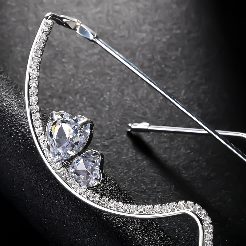 Eyeglasses Frames Manufacturer - Double Heart Rhinestone Frame without Lens Women's Jewelry Accessories