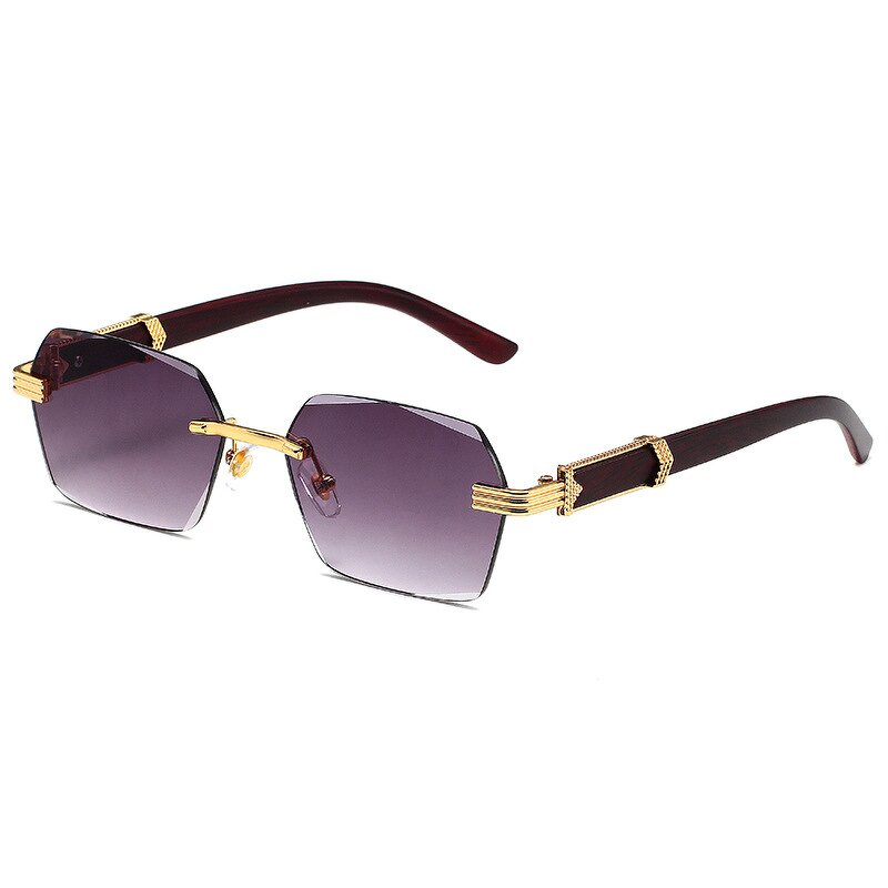 Sunglasses Manufacturer - Square Rimless Wooden Frame with Comfortable Wood Texture Glasses Leg