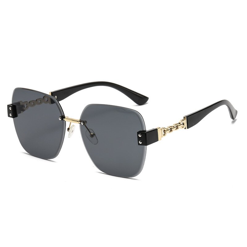 Sunglasses Manufacturer - Large Frame Retro Gradient UV400 Chain Mirror Legs Metal Polarized