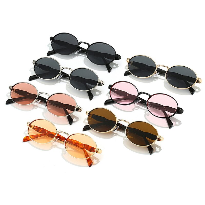 Sunglasses for Women Manufacturer - UV400 Small Oval Metal Frame Luxury Brand