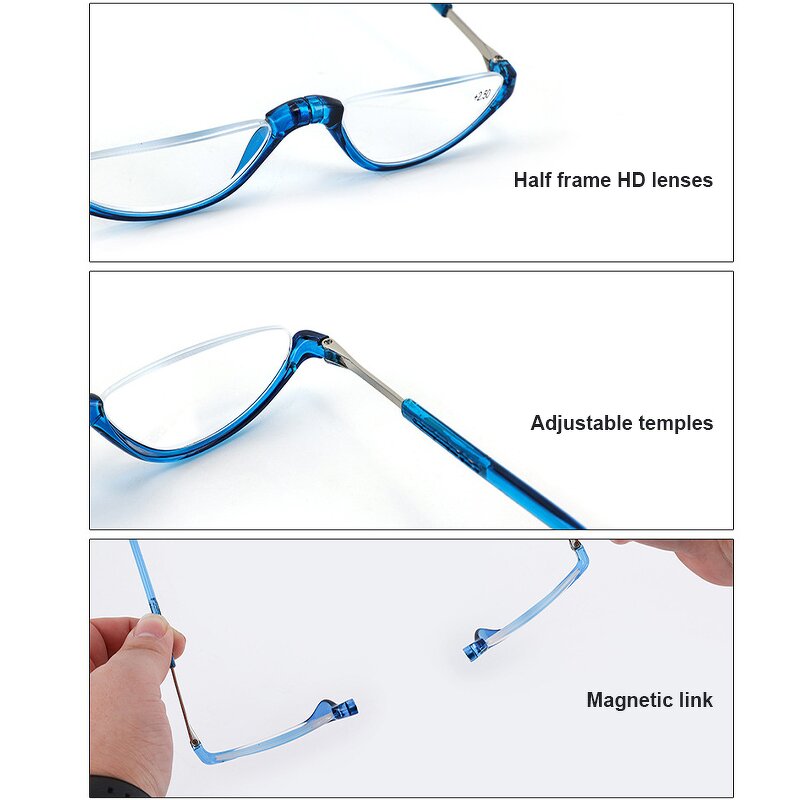 Reading Glasses Manufacturer - Adjustable Magnetic Link Anti Loss Oval Frame for Old Age