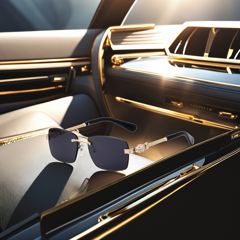 Sunglasses for Women Manufacturer - Leopard Head Decorate Rimless Square Metal UV400 for Business