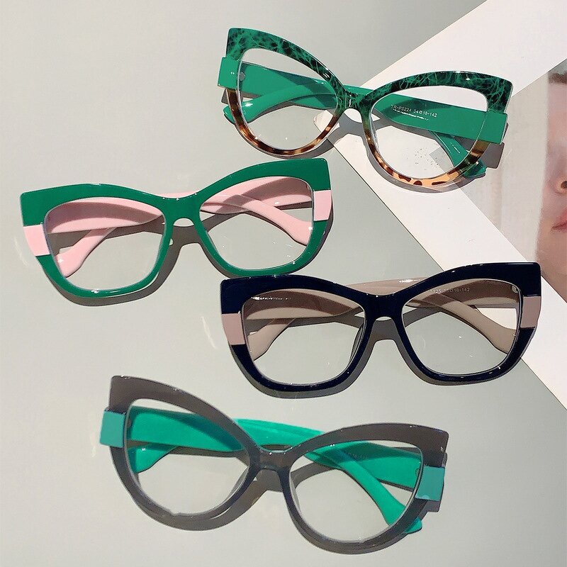 Eyeglasses Frames for Women Manufacturer - Large Cat Eye Color Blocked Anti Blue Light