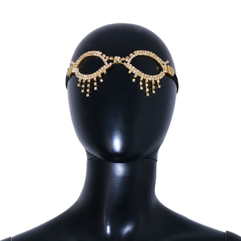 Eyewear Chain Manufacturer - Hollow Out Rhinestone Jewelry Elastic Dance Fringe Face Jewelry