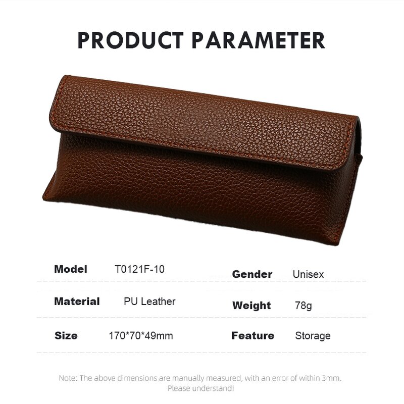 Eyeglasses Box Manufacturer - Lychee Patterned Triangular Leather Case Pressure Resistant & Custom LOGO