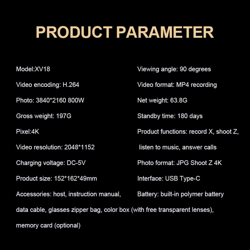 Smart Camera Glasses Manufacturer - BT 256G Memory 4K HD Square Frame Wireless Call Music Sunglasses