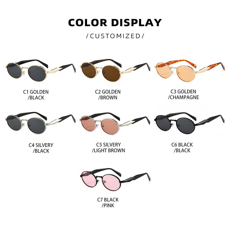 Sunglasses for Women Manufacturer - UV400 Small Oval Metal Frame Luxury Brand