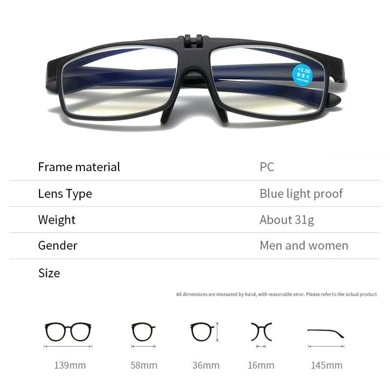 Reading Glasses Manufacturer - Portable Flip up Lenses Square Frame HD Optical