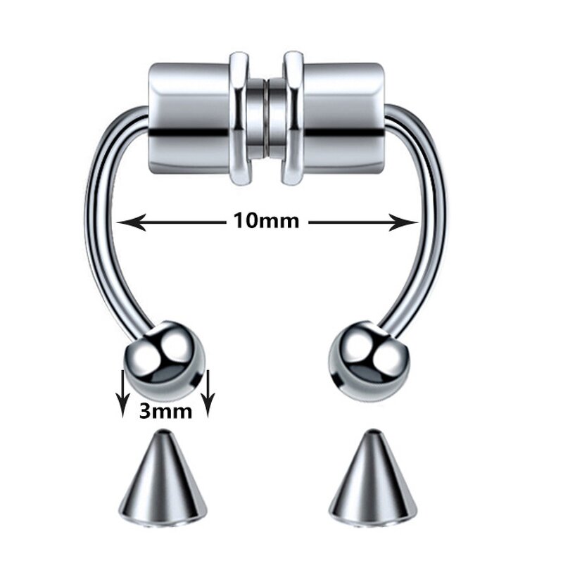 Magnetic Fake Non Piercing Nose Rings - Manufacturer with Punk Style 316L Stainless Steel Horseshoe Shape for Women