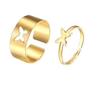 Opening Rings for Women Ladies - Manufacturer with 2pcs/pair Gold Silver Plated Hollow Out Butterfly Heart Star