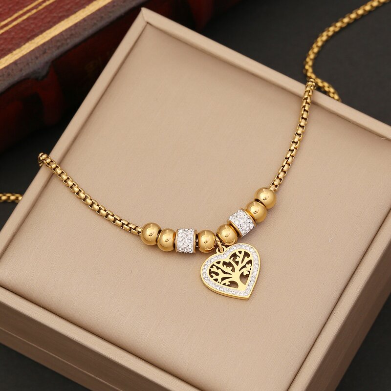 Tree of Life Heart Jewelry Set - Manufacturer with Non Tarnish 18K Gold Plated Stainless Steel & Shell for Women