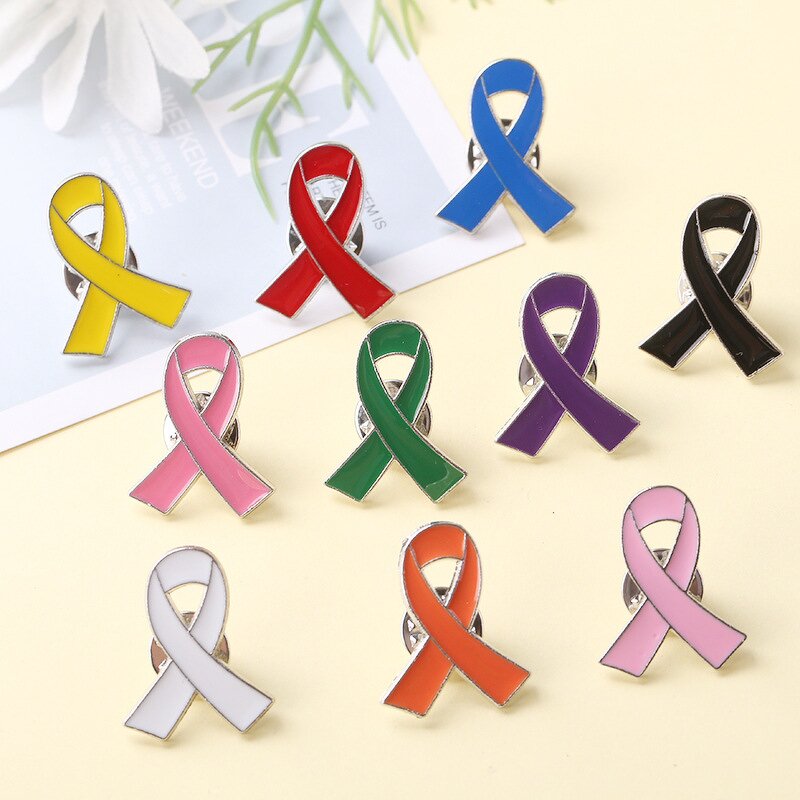 Awareness Brooch Lapel Pin for Clothes - Manufacturer with Enamel Ribbon Bow Childhood Bone Cancer & Hope Love Pray