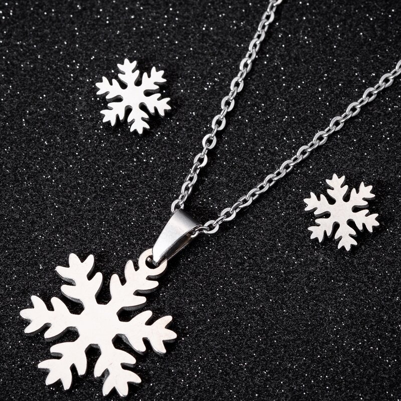 Snowflake Jewelry Set - Manufacturer with 18k Gold Silver Plated Stainless Steel Charm for Women