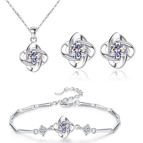 Four Leaf Clover Jewelry Set for Women - Manufacturer with Silver Plating & AAA Zirconia Lucky