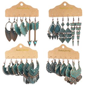 Boho Earring Set for Women - Manufacturer with Vintage Exaggerated Bohemian Antique Bronze Plated Charm Arrows