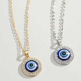 Evil Eye Necklace - Manufacturer with Gold Silver Plated Round Pendant & Zircon for Women