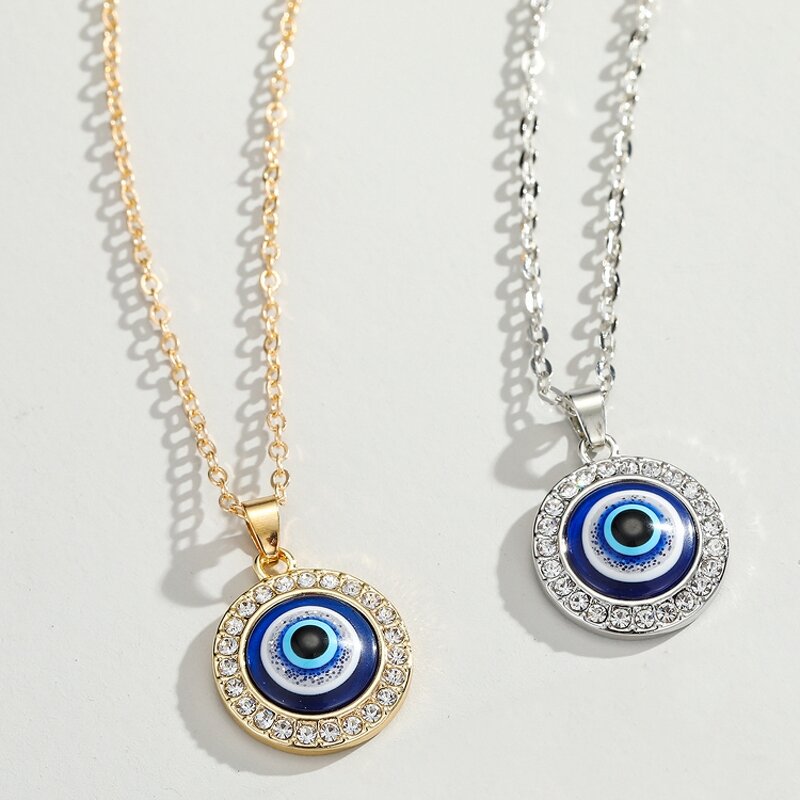 Evil Eye Necklace - Manufacturer with Gold Silver Plated Round Pendant & Zircon for Women