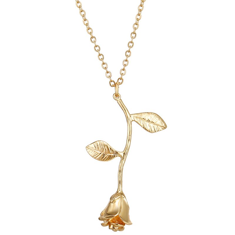 Rose Flower Pendant Necklace - Manufacturer with Gold Silver Plated for Valentine's Day Gift for Women
