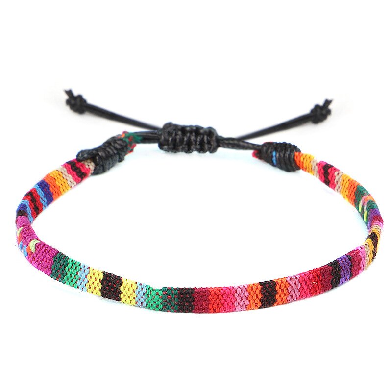 Boho Anklet for Women - Manufacturer with Handmade Braided Adjustable Knot & Rainbow Colorful