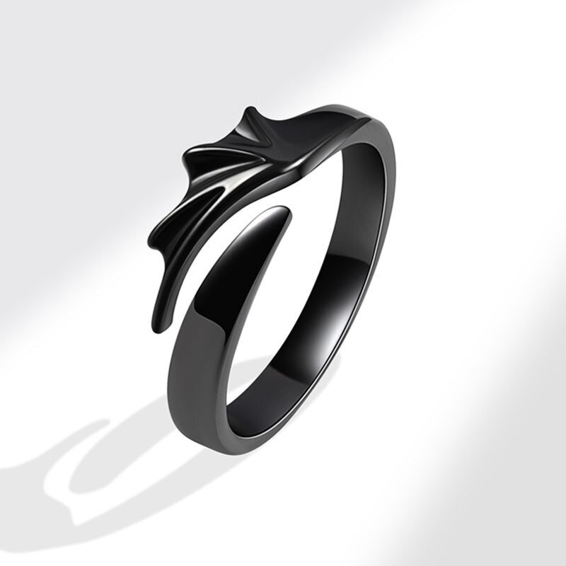 Angel Devil Couple Rings - Manufacturer with Black Gun Silver Plated Adjustable for Valentine's Day Gift for Lovers