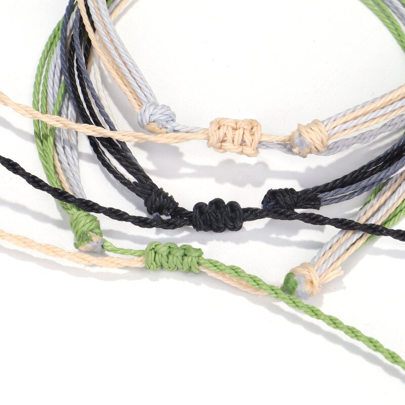 Braided Rope Anklet for Women - Manufacturer with Fashion Boho Handmade Adjustable Wax Cord Natural String Thread