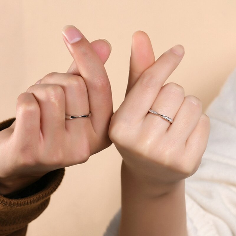 Engagement Wedding Rings - Manufacturer with 925 Silver Plated Open Adjustable Mobius for Men Women