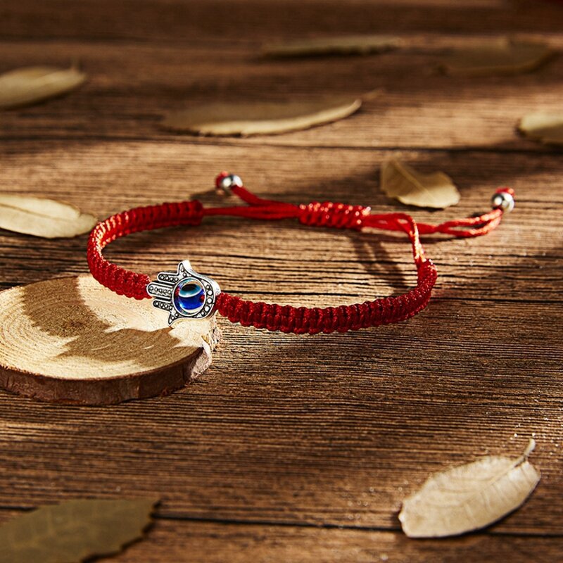 Evil Eye Bracelet - Manufacturer with Handmade Adjustable Braided String Red Silk Cord & Fatima Hamsa Pendant