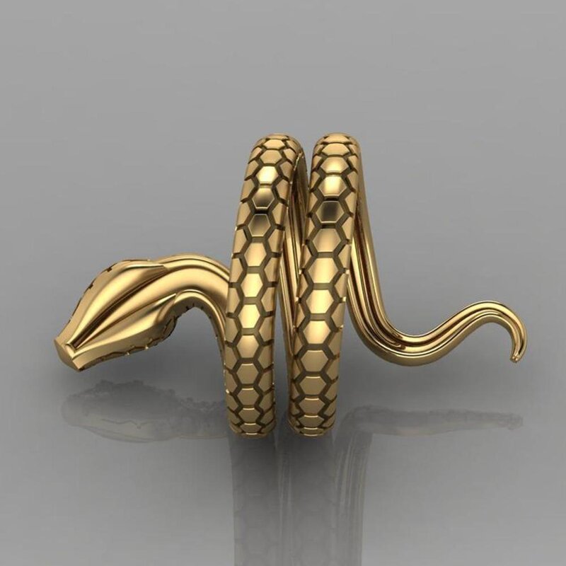 Snake Shaped Rings for Women Ladies - Manufacturer with Hip Hop Style Gold Plated Exaggerated Big Copper Gemstone