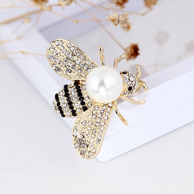 Honey Bee Brooch Pins for Women - Manufacturer with Charm Pearl Crystal Bumble for Clothes