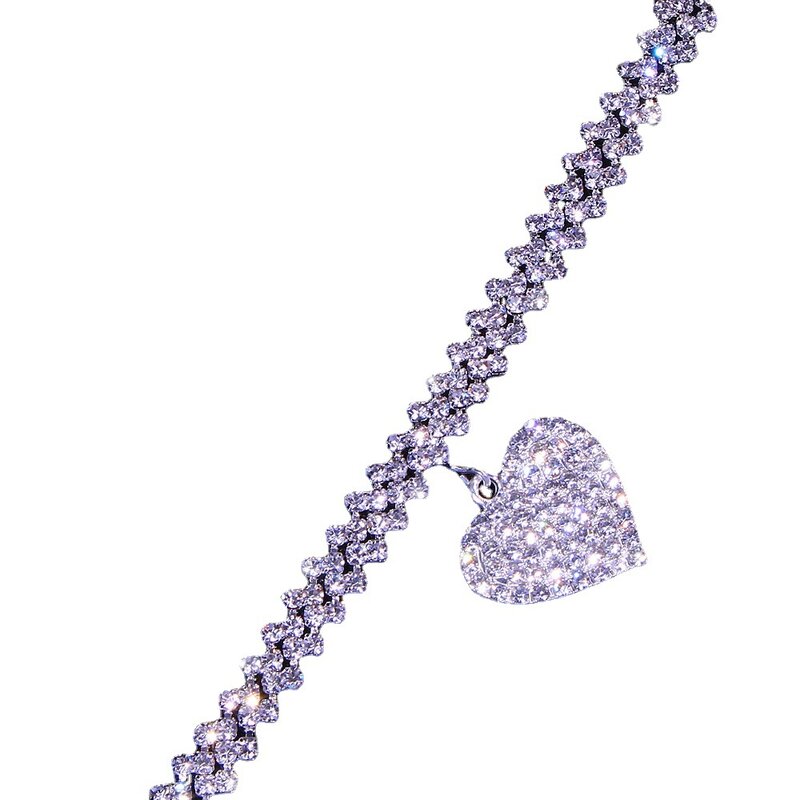 Crystal Foot Jewelry Anklet - Manufacturer with Silver 18K Gold Plated & Full Crystal Diamond Zircon Heart Pendant