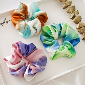 Hair Scrunchies for Women - Manufacturer with Fashion Colorful Elastic Silk Satin Tie Dye Big Ponytail Holder