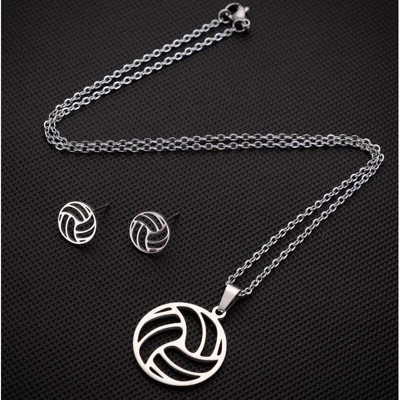 Volleyball Jewelry Set for Women - Manufacturer with Silver 18 Gold Plated Stainless Steel Charm