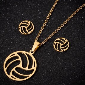 Volleyball Jewelry Set for Women - Manufacturer with Silver 18 Gold Plated Stainless Steel Charm