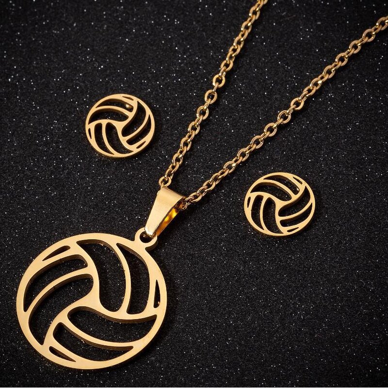 Volleyball Jewelry Set for Women - Manufacturer with Silver 18 Gold Plated Stainless Steel Charm