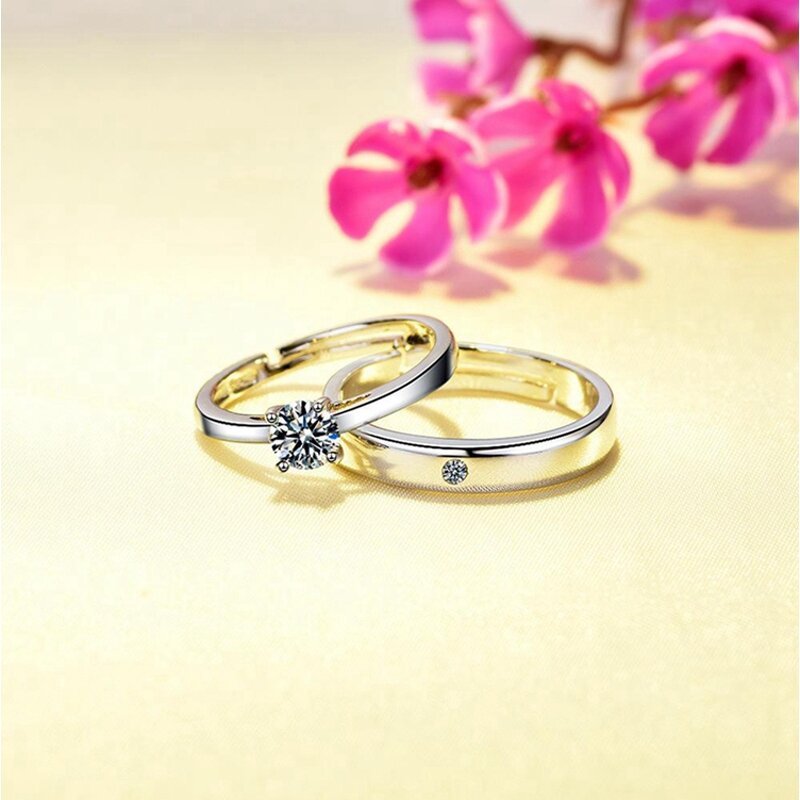 Wedding Bands Rings - Manufacturer with 925 Silver Plated Zircon Crystal for Couple Lovers