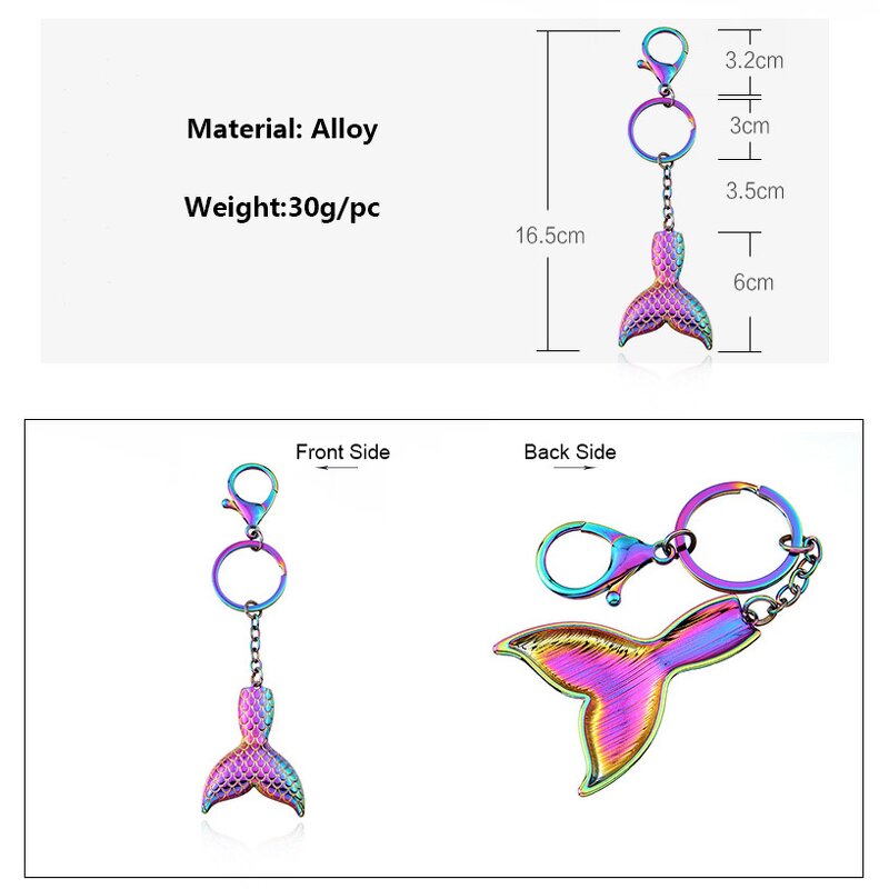 Mermaid Tail Keychain - Manufacturer with Rainbow Metal Shaped Pendant for Bag Accessories for Woman