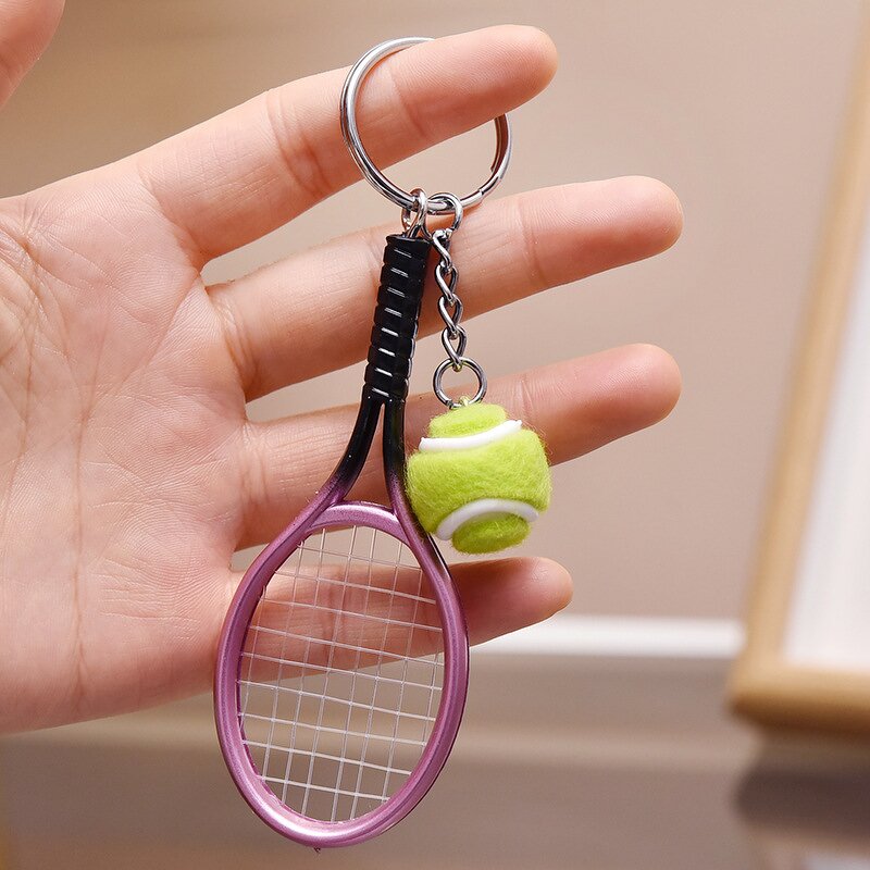 Mini Tennis Ball Racket Keychain - Manufacturer with Cute 3D Design for Bag Accessories for Women