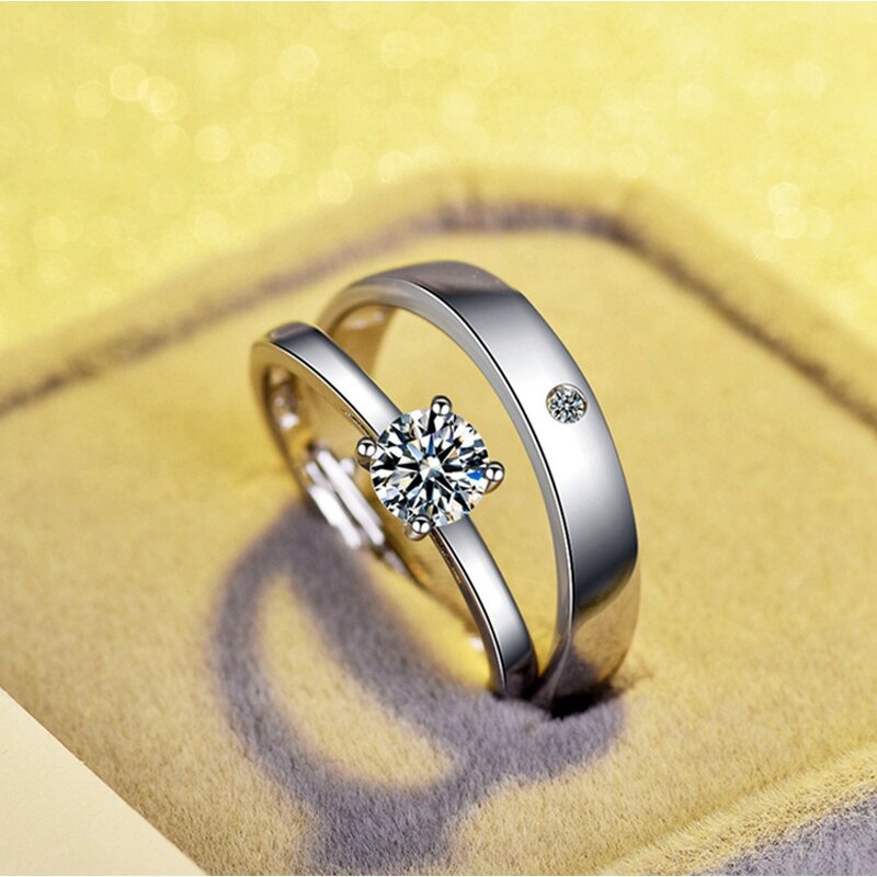 Wedding Bands Rings - Manufacturer with 925 Silver Plated Zircon Crystal for Couple Lovers