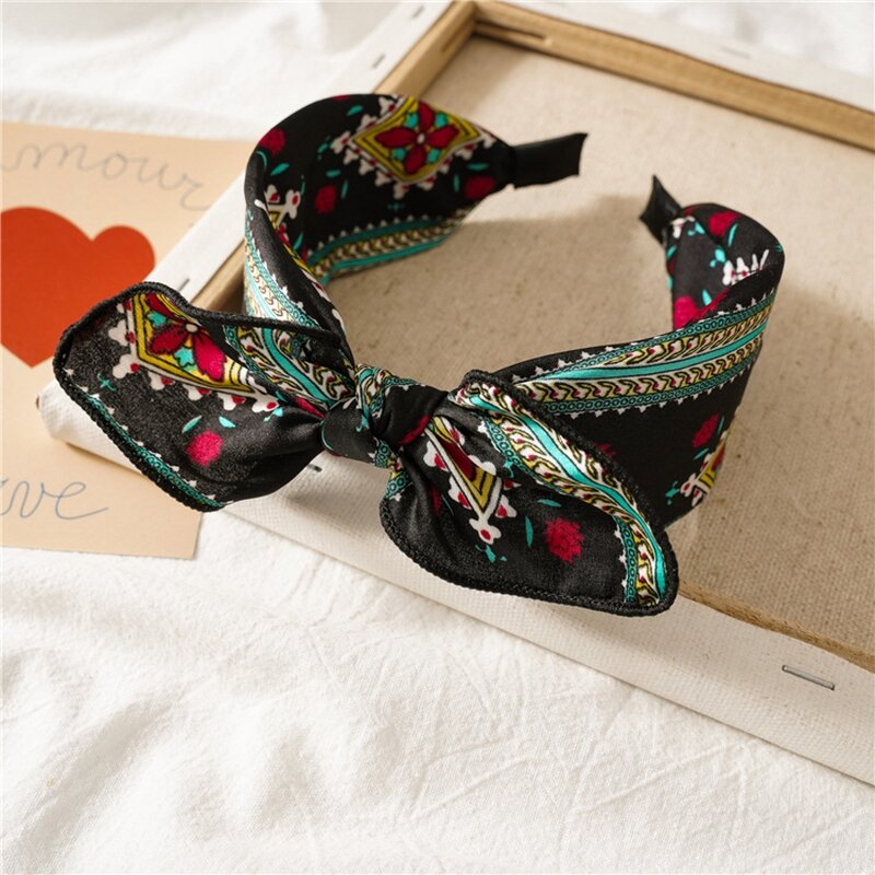 Headband for Women - Manufacturer with Fashion Dot Flower Print Silk & Wide Leopard Floral