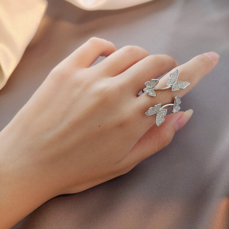 Butterfly Rings for Women Ladies - Manufacturer with Fashion Gold Silver Rose Plated Open Adjustable
