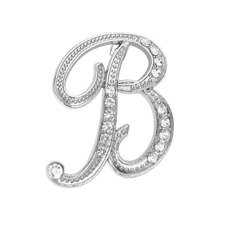 Initial Letters Brooches Pins - Manufacturer with Silver Gold Plated Rhinestone Scratchy 26 Alphabet for Women Men