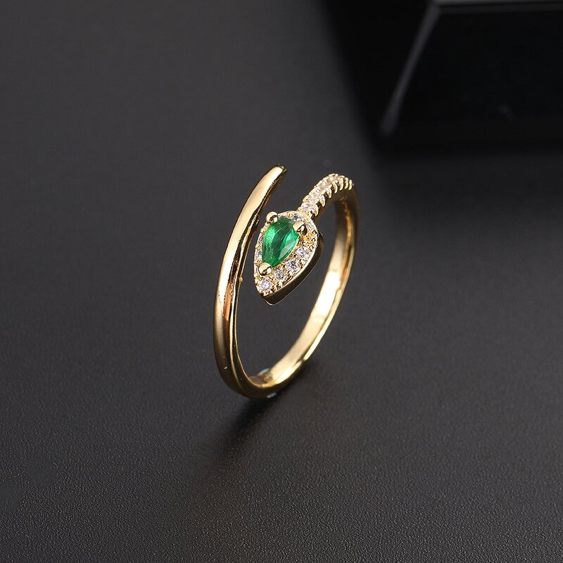 Snake Shape Rings for Women - Manufacturer with Non Tarnish 18K Real Gold Plated Zircon Adjustable
