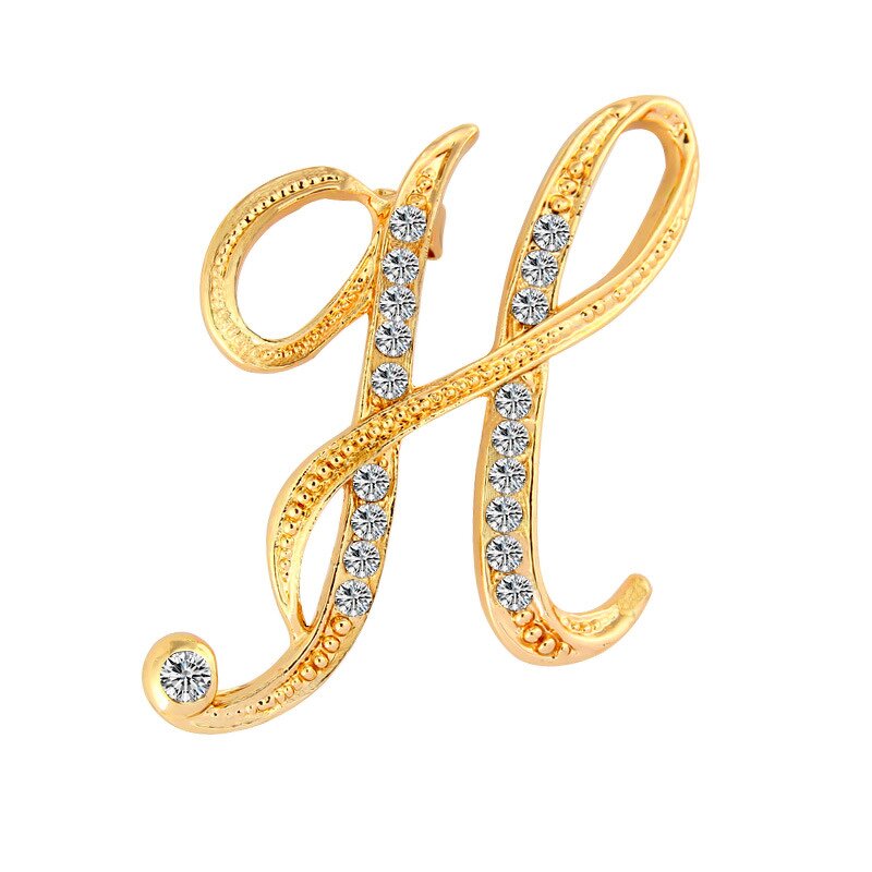 Initial Letters Brooches Pins - Manufacturer with Silver Gold Plated Rhinestone Scratchy 26 Alphabet for Women Men