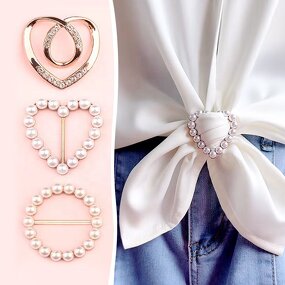 Silk Scarf Buckle - Manufacturer with Crystal Pearl Metal Round Heart Shaped for Clothing