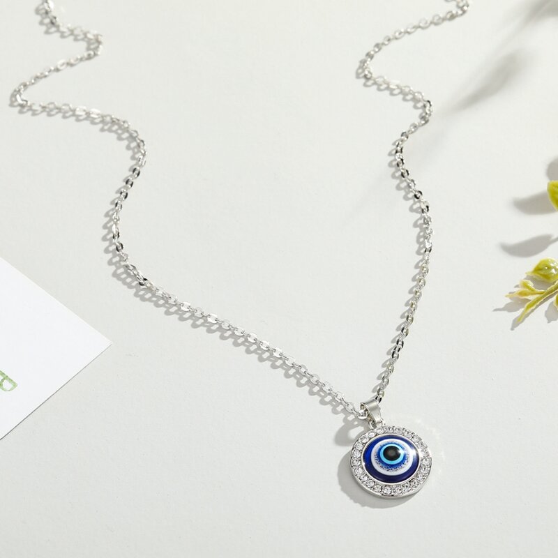 Evil Eye Necklace - Manufacturer with Gold Silver Plated Round Pendant & Zircon for Women