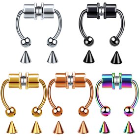 Magnetic Fake Non Piercing Nose Rings - Manufacturer with Punk Style 316L Stainless Steel Horseshoe Shape for Women