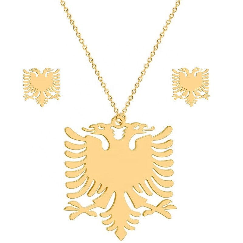 Albanian Eagle Jewelry Set - Manufacturer with Non Tarnish 18K Gold Silver Plated Stainless Steel for Women