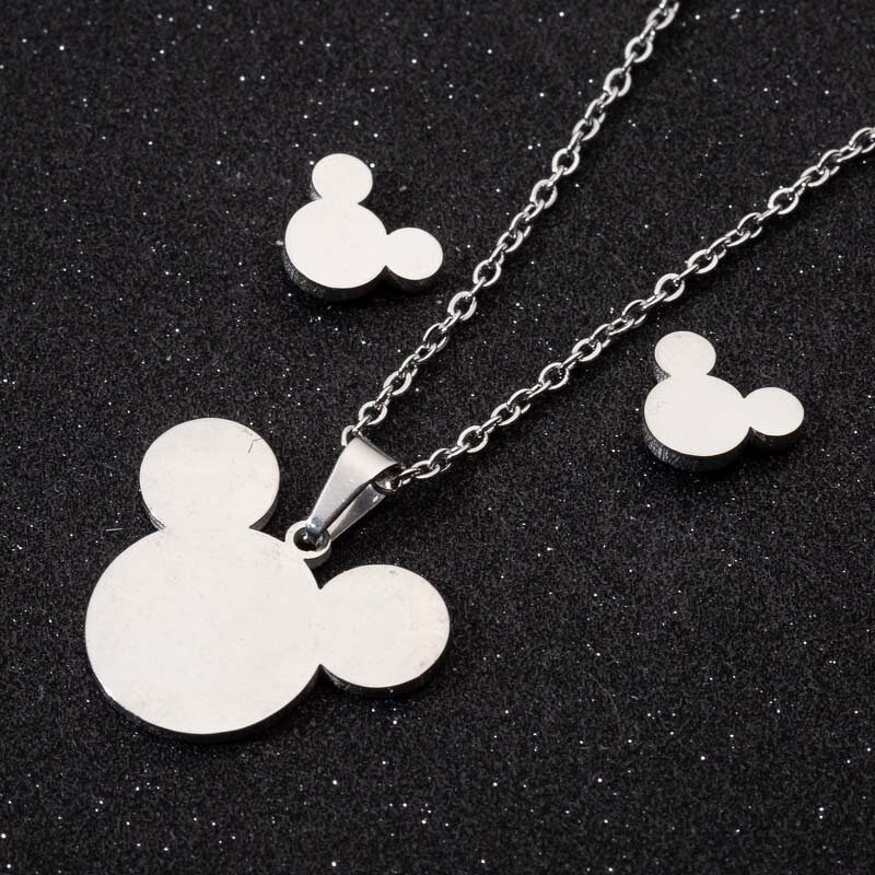 Mickey Minnie Jewelry Set - Manufacturer with Non Tarnish 18K Gold Silver Plated Stainless Steel