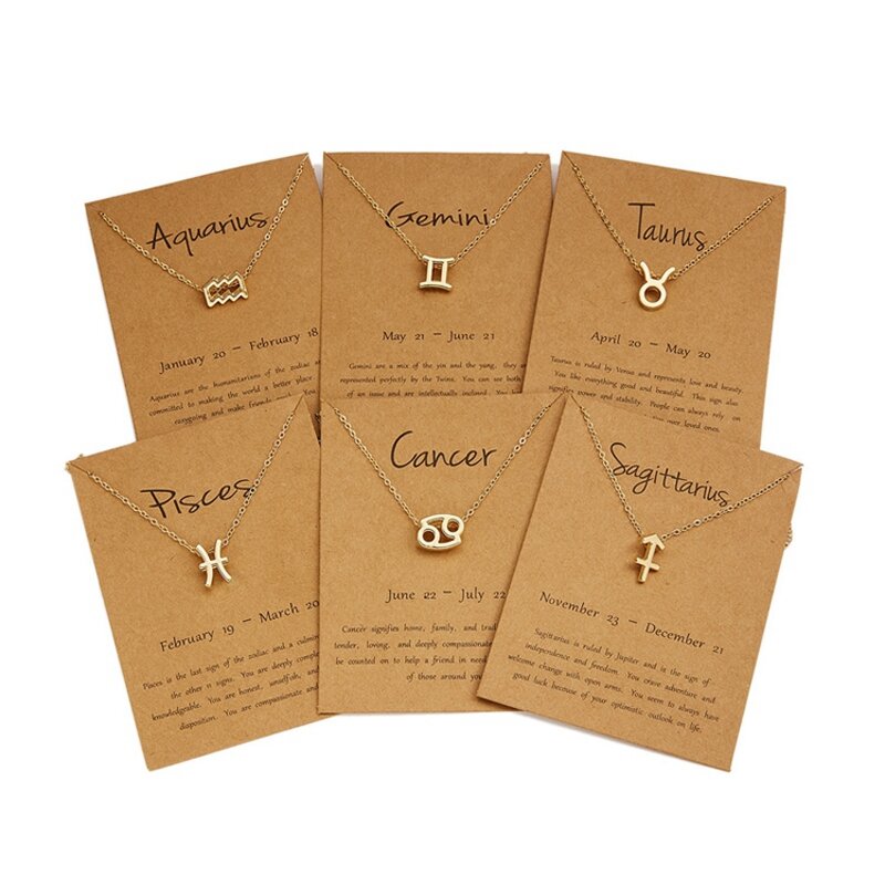 Zodiac Necklace - Manufacturer with Silver Gold Plated Charm Horoscope & 12 Zodiac Signs for Women